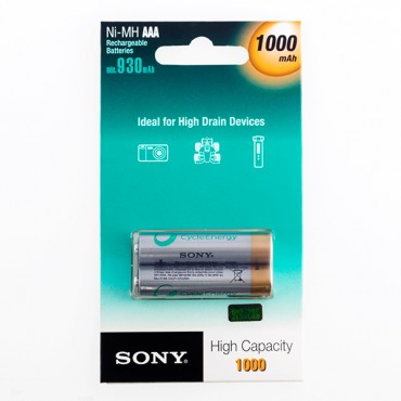 Piles rechargeables Sony Ni-MH AAA 1000 mA 1,2V (pack de 2)