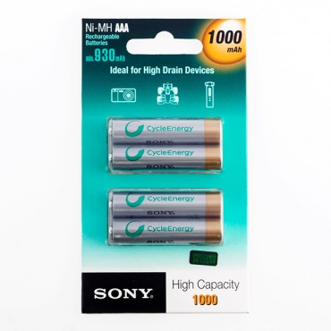 Piles rechargeables Sony Ni-MH AAA 1000 mA 1,2V (pack de 4)